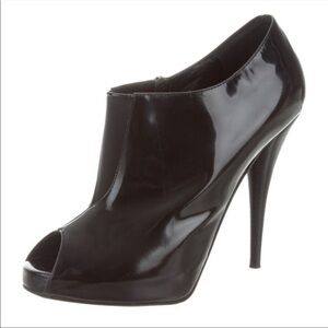 Fendi | Black Patent Leather Peep Toe Mesh Booties